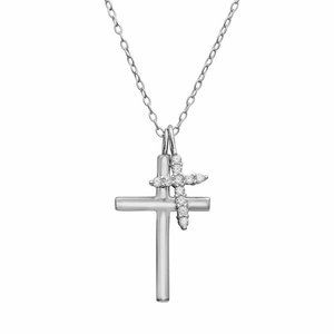 Sterling Silver Cubic Zirconia Cross Necklace